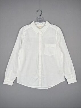 Goodthreads Washed Cotton Boyfriend Shirt Bright White‎ S Slub Button Up